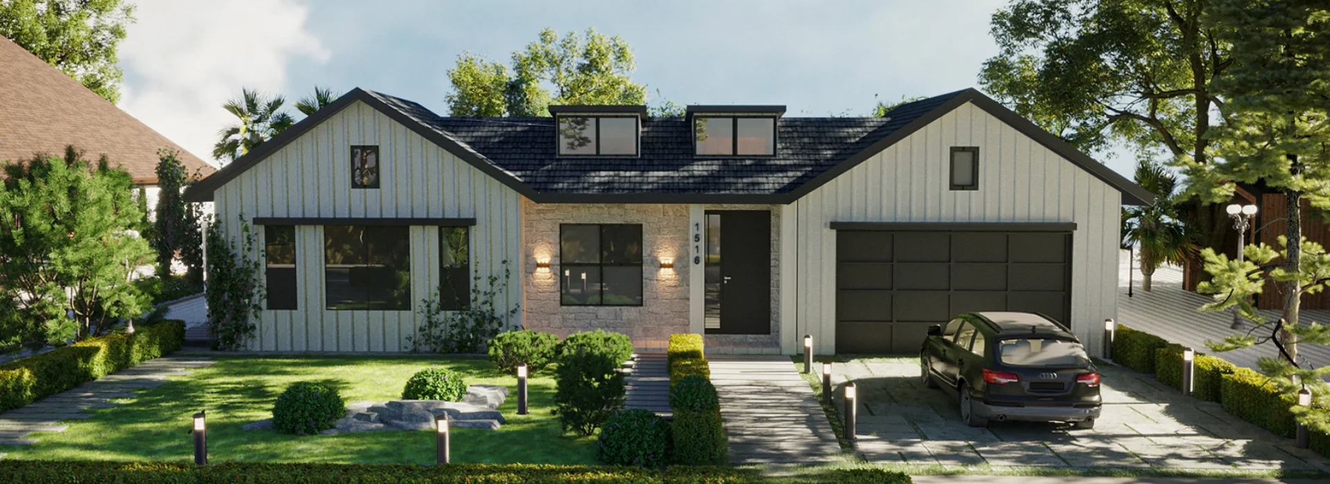 Luxury custom home exterior in Menlo Park by Ritz Builders