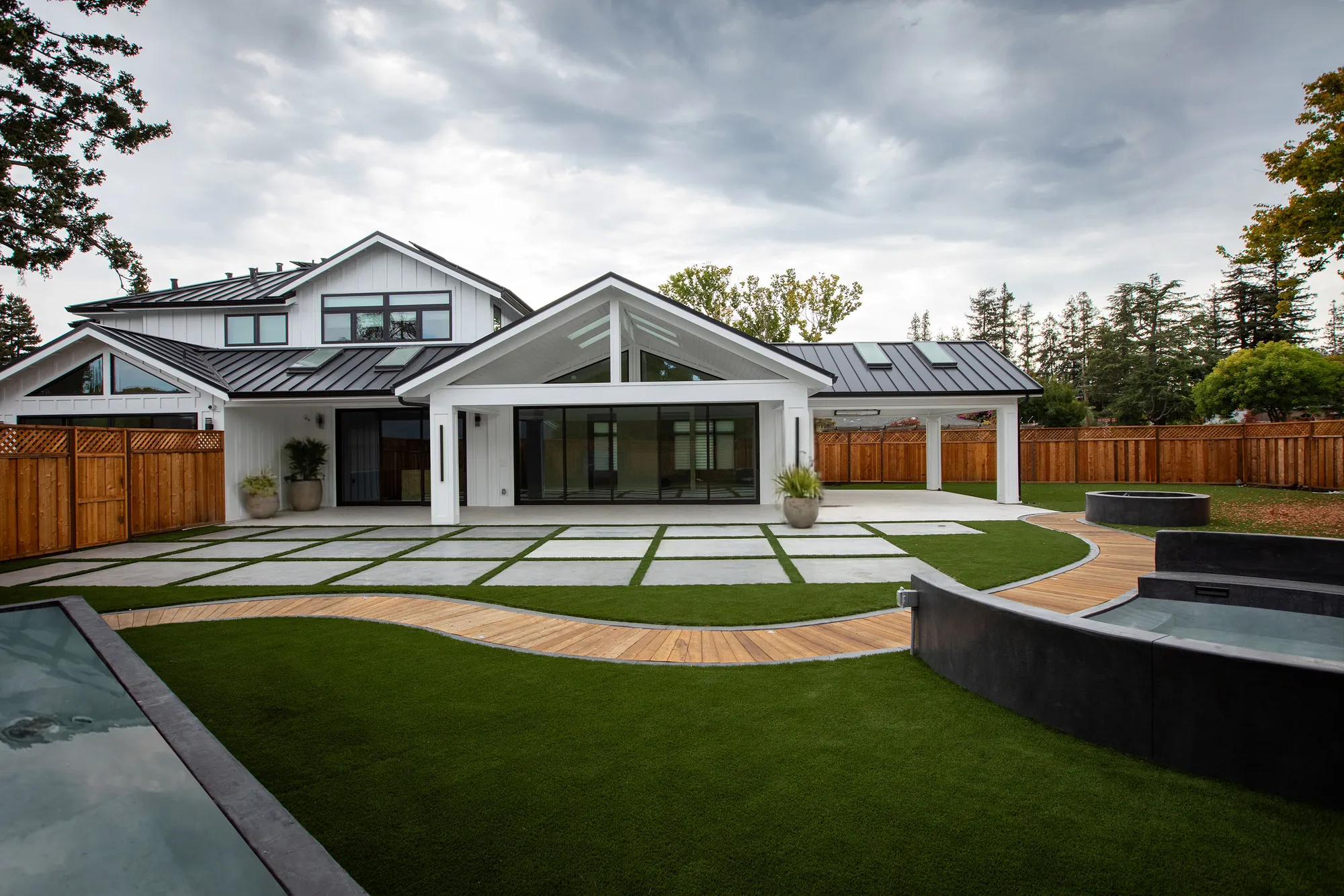 Custom Farmhouse Single-Family Residence in Los Altos - Backyard