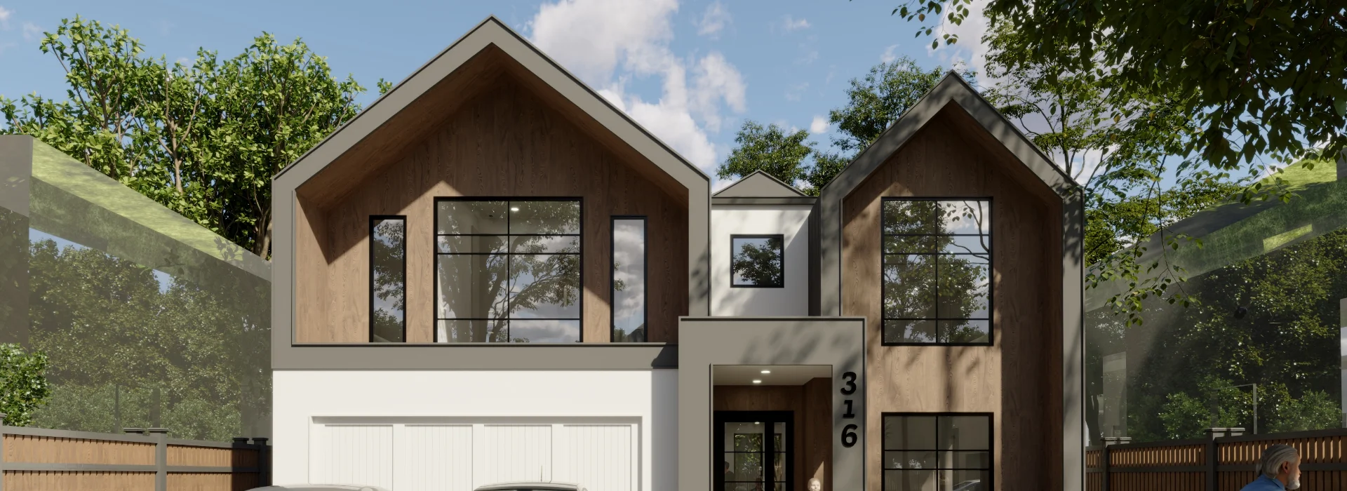 A newly constructed, energy-efficient modern custom home built after a strategic property teardown to meet California Title 24 standards.