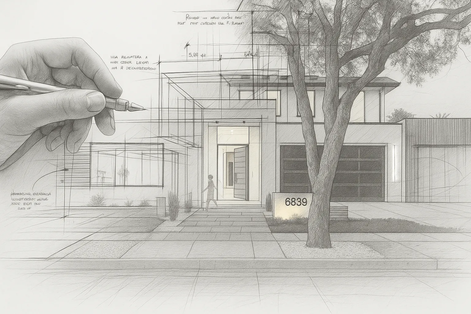 Exterior Shot of a Custom Luxury Home backyard in Atherton California