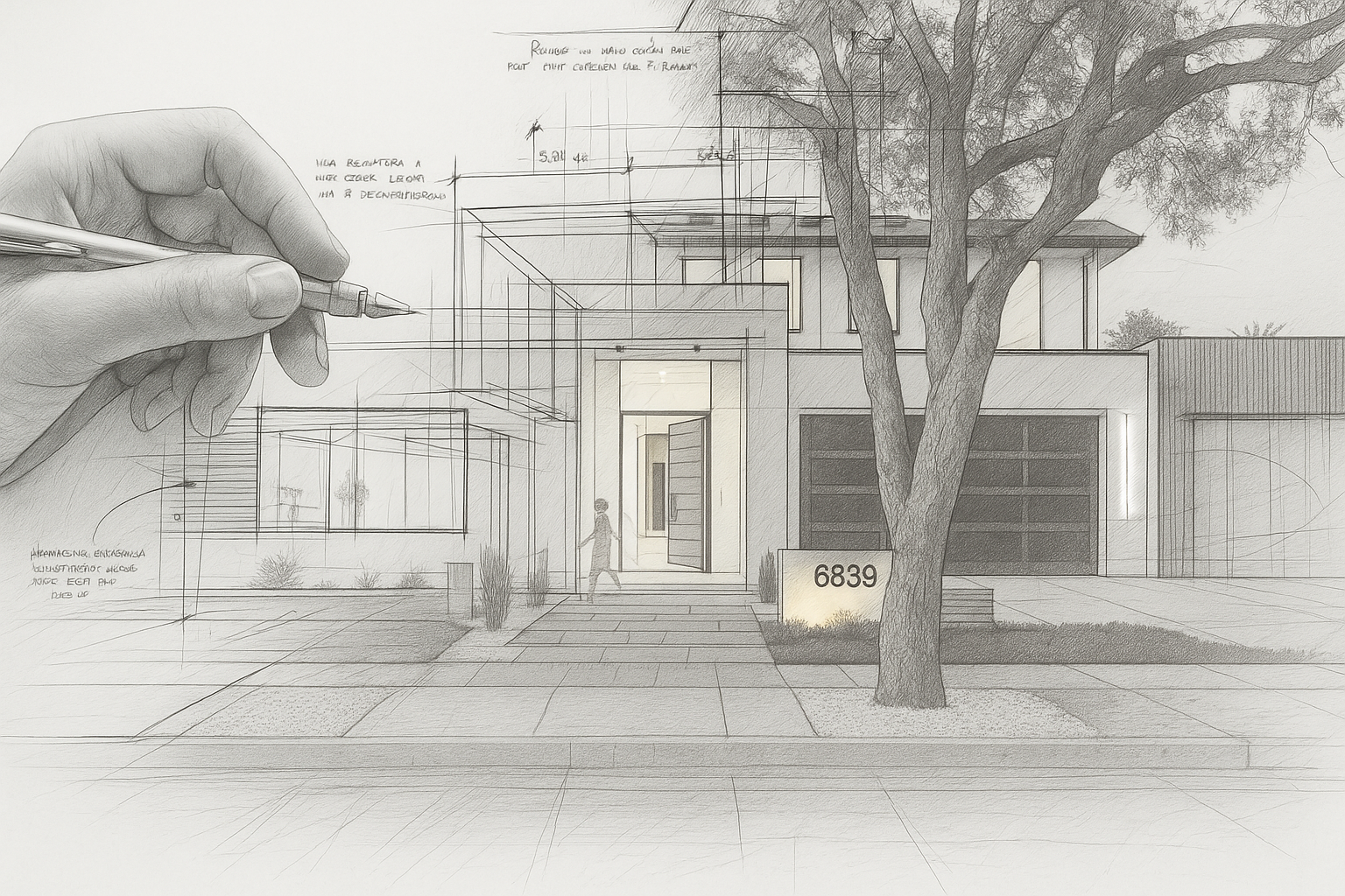 architectural drawings and design plans for a Menlo Park custom home by Ritz Builders